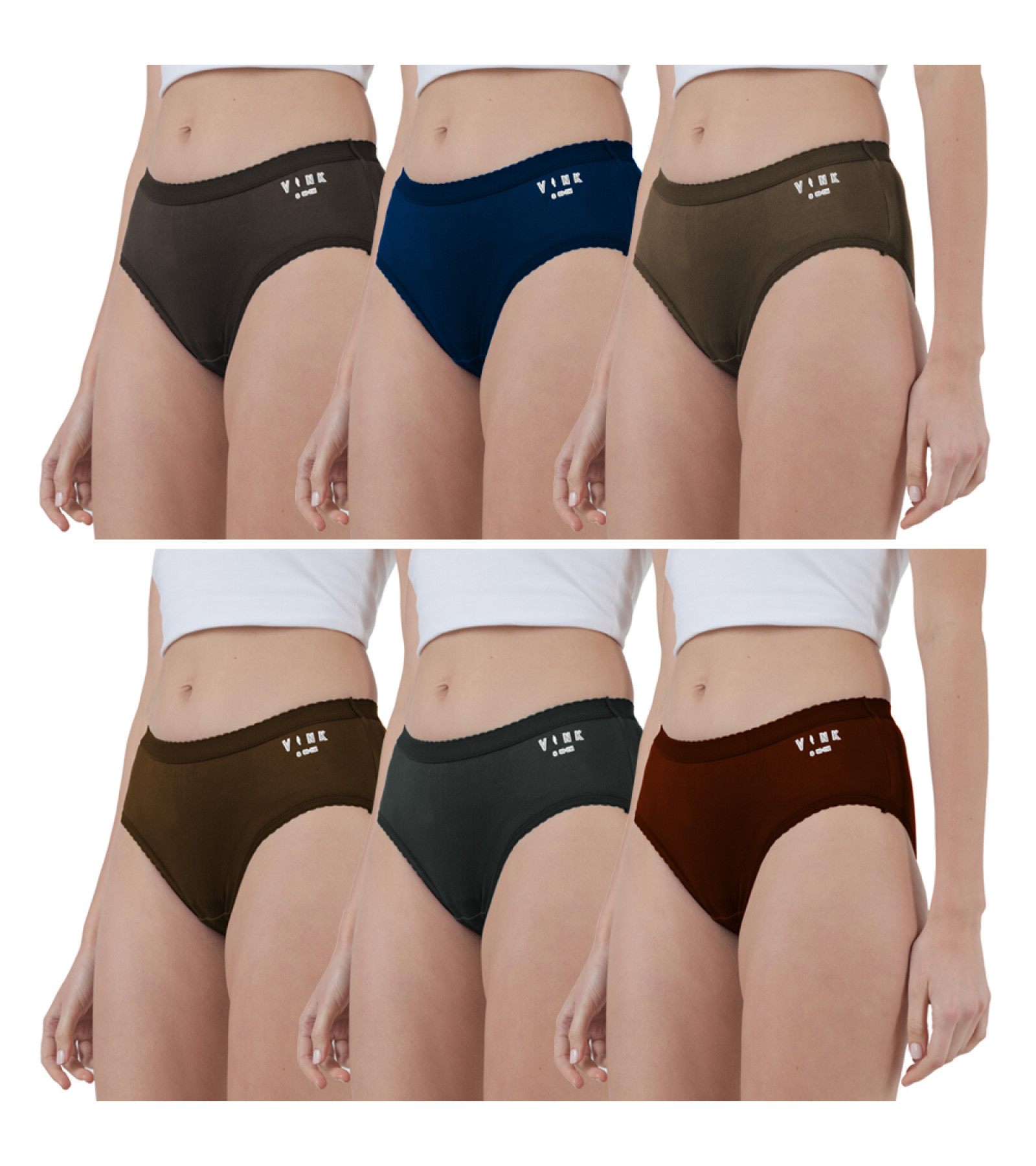 Vink Multicolor Women's Plain Panties Combo Pack of 6